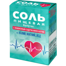 Соль пищевая с пониж.содержанием Na, +Ka, Mg, I (йод) 350г тм Валетек