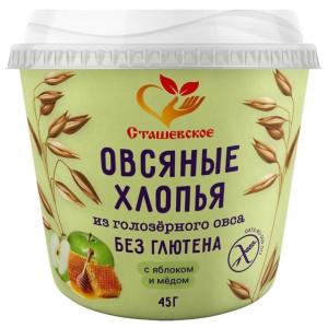 Овсяные хлопья без глютена с гречишн.медом и яблоком в стаканч. 45г