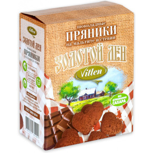ПРЯНИКИ Золотой лен шоколадные на мальтите и стевии 200г Vitlen