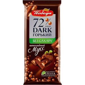 Шоколад б/сах. горький 65г 72% шоколадный мусс пористый Победа