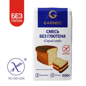 Смесь без глютена Серый хлеб, 600г Гарнец