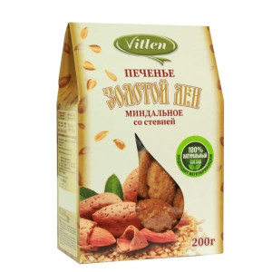 Печенье без глютена лен с топин. На мальтите и стевии, 200г, Vitlen