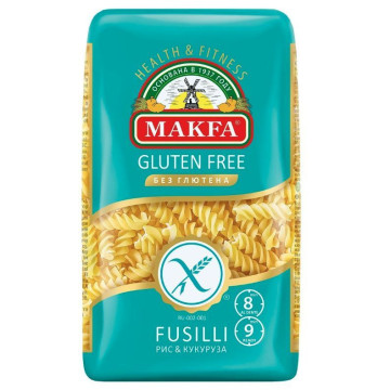 Макароны Makfa без глютена из кукурузной и рисовой муки Fusilli 300г