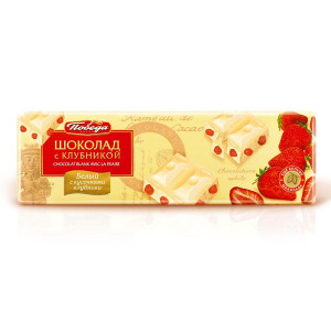 Шоколад "Белый с клубникой" 250г Победа