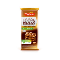 Шоколад б/сах. молочный с миндалем 90г, 36% Charged Победа