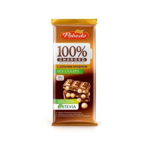 Шоколад б/сах. молочный с фундуком 90г, 36% Charged Победа