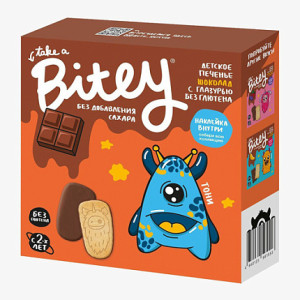 Печенье без глютена BITEY "шоколад" с глазурью 125 гр