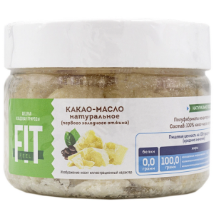 Какао МАСЛО натуральное (первого холодного отжима) FIT FEEL 150г. (банка)