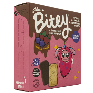 Печенье без глютена Bitey с молоч.шоколадом Лесные ягоды 125гр