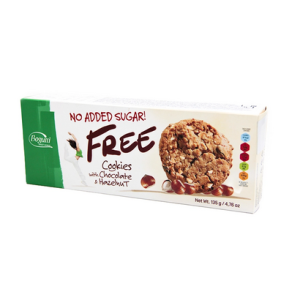 Печенье с шоколадной крошкой и фундуком без сахара 135гр Bogutti