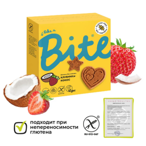 Печенье со вкусом клубника-кокос Bite 115 г