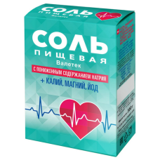 Соль пищевая с пониж.содержанием Na, +Ka, Mg, 350г тм Валетек