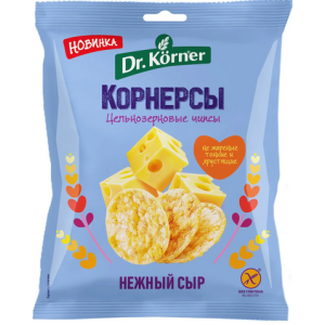 Чипсы цельнозерновые кукуруз-рисов нежный сыр Dr. Corner