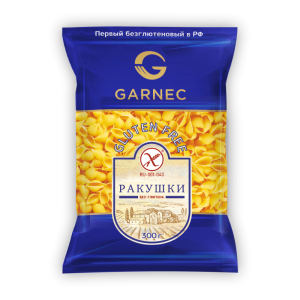 Макароны без глютена из кукурузной муки, 300г ракушки Гарнец