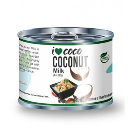 Молоко кокосовое I❤COCO, органика,  жирность 17%, 200мл, ж/б, Шри-Ланка