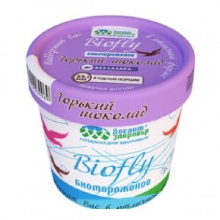  Биомороженое "Десант Здоровья" Biofly горький шоколад " молочное б/сах, 3 % в бум. стаканчике 45 гр 