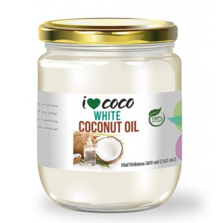 Масло кокосовое органика (Coconut Oil) БЕЛОЕ, I❤COCO, 200мл, ст/б, Шри-Ланка