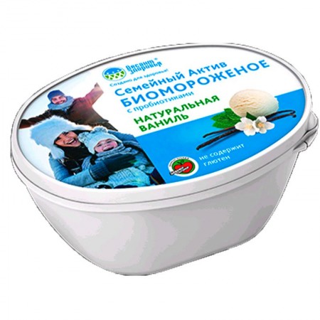 Биомороженое "Десант Здоровья "Семейный актив" сливочное м.д.ж 8% ванильное 450 гр ванночка